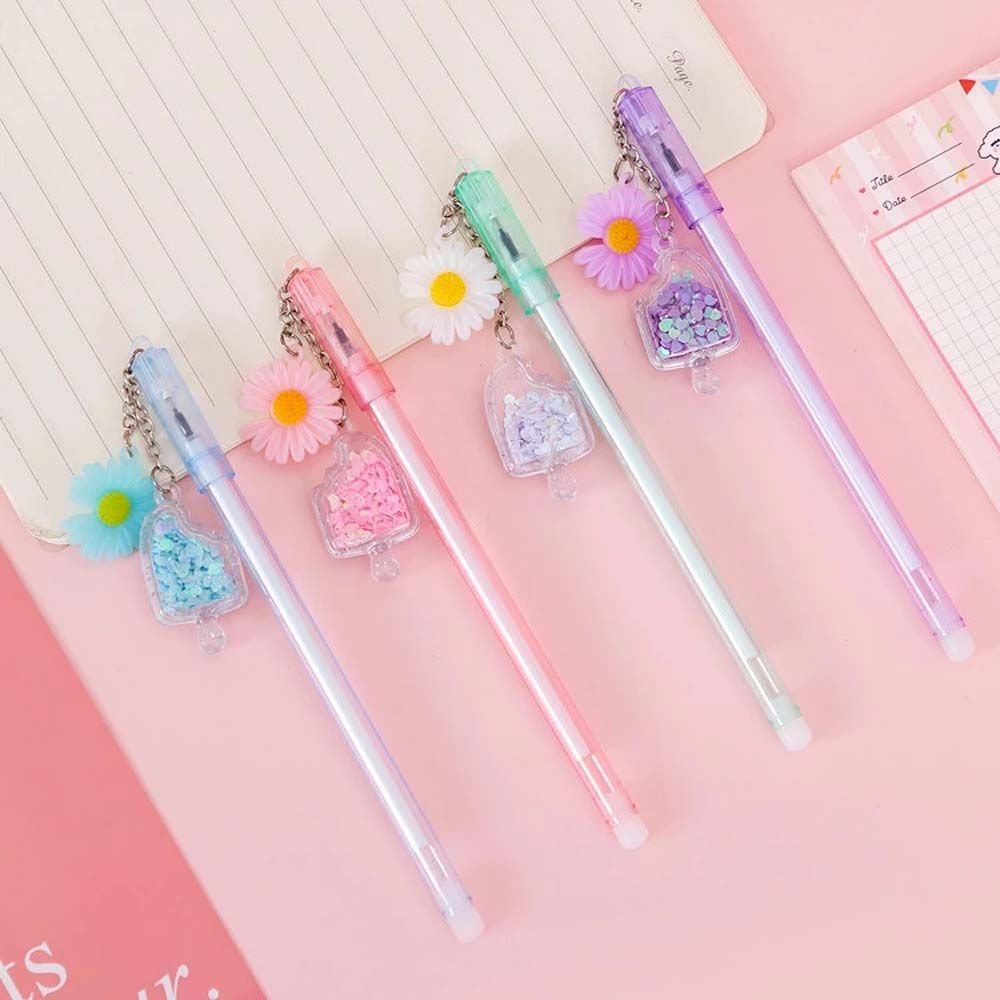 LANFY Sweet Ice Cream Pen Creative Sequins Pendant Daisy Pen Exam Gift Officel Supplies Black Ink Pen Kawaii Stationery Lovely Gel Pen/Multicolor