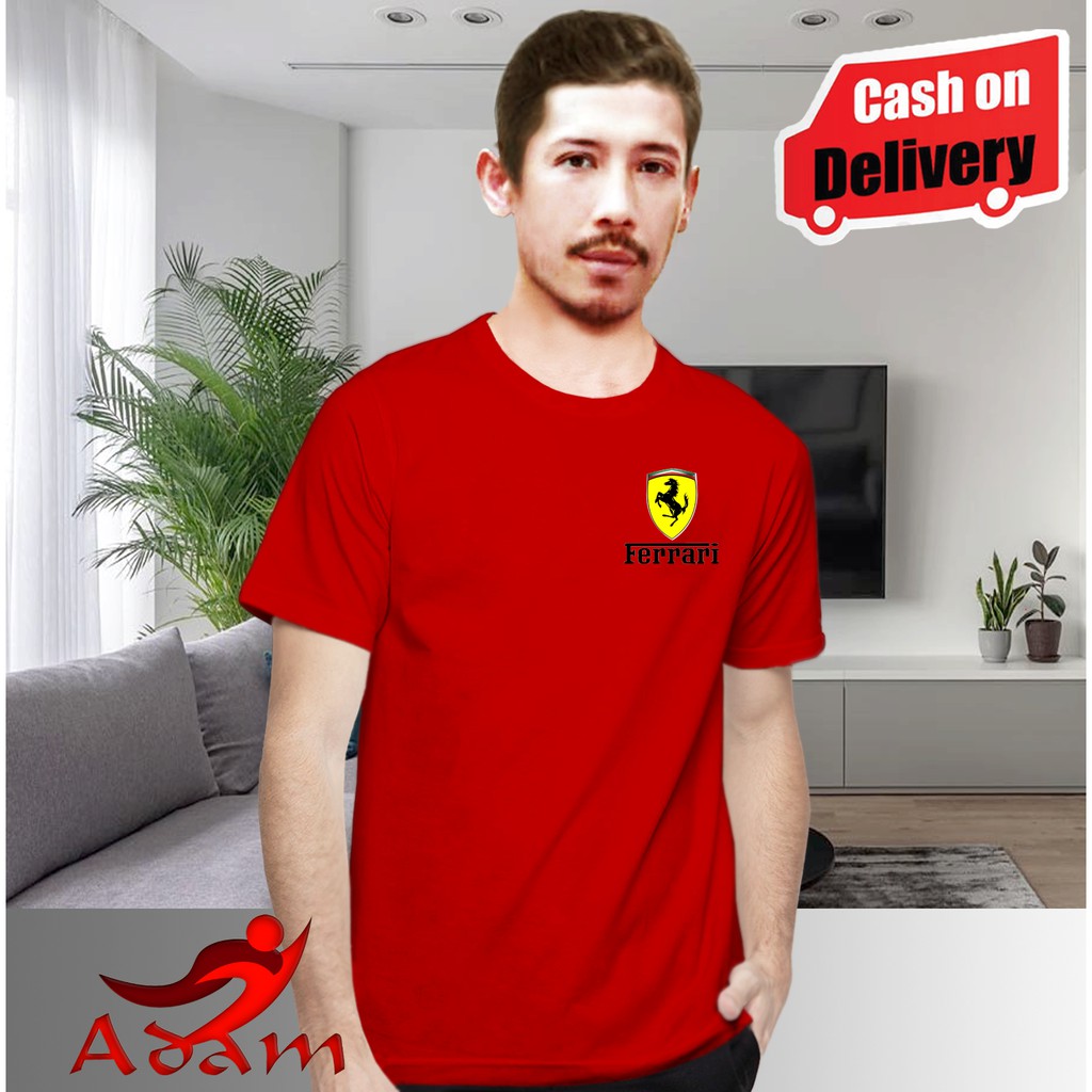 Baju Kaos Pria / Wanita T-Shirt Distro Atasan Ferrari Gambar Delapan Belakang