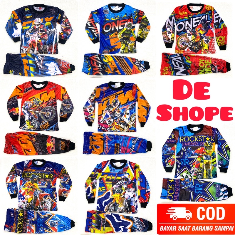 COD / SETELAN BAJU BALAP MOTOR CROSS ANAK TERBARU / BAJU SEPEDA ANAK LAKI LAKI TERMURAH