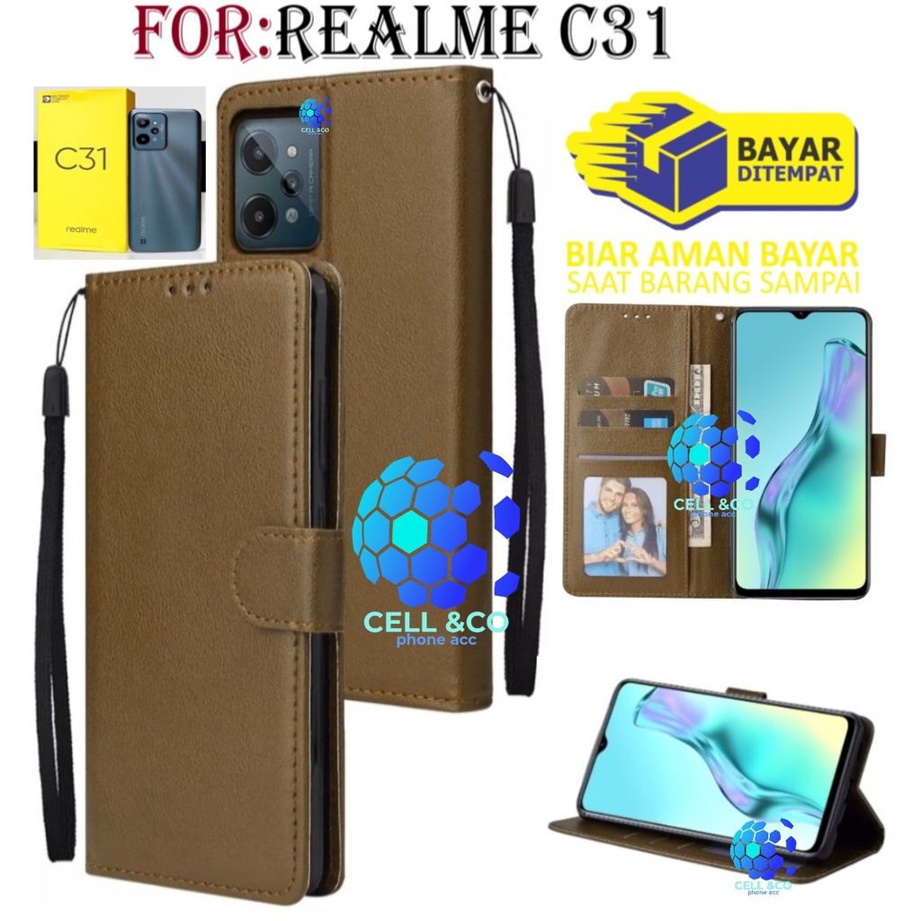 NEW REALME C31 CASE FLIP LEATHER WALLET PREMIUM FLIP CASE BUKA TUTUP KESING HP CASING FLIP CASE WALLET REALME C31 TERBARU