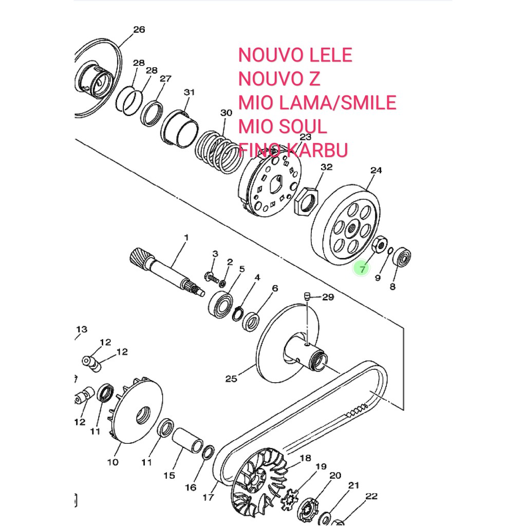 MUR AS PULY BELAKANG MANGKOK GANDA OTOMATIS CVT NOUVO MIO LAMA SPORTY SOUL FINO KARBU ORIGINAL YGP 90170-10317