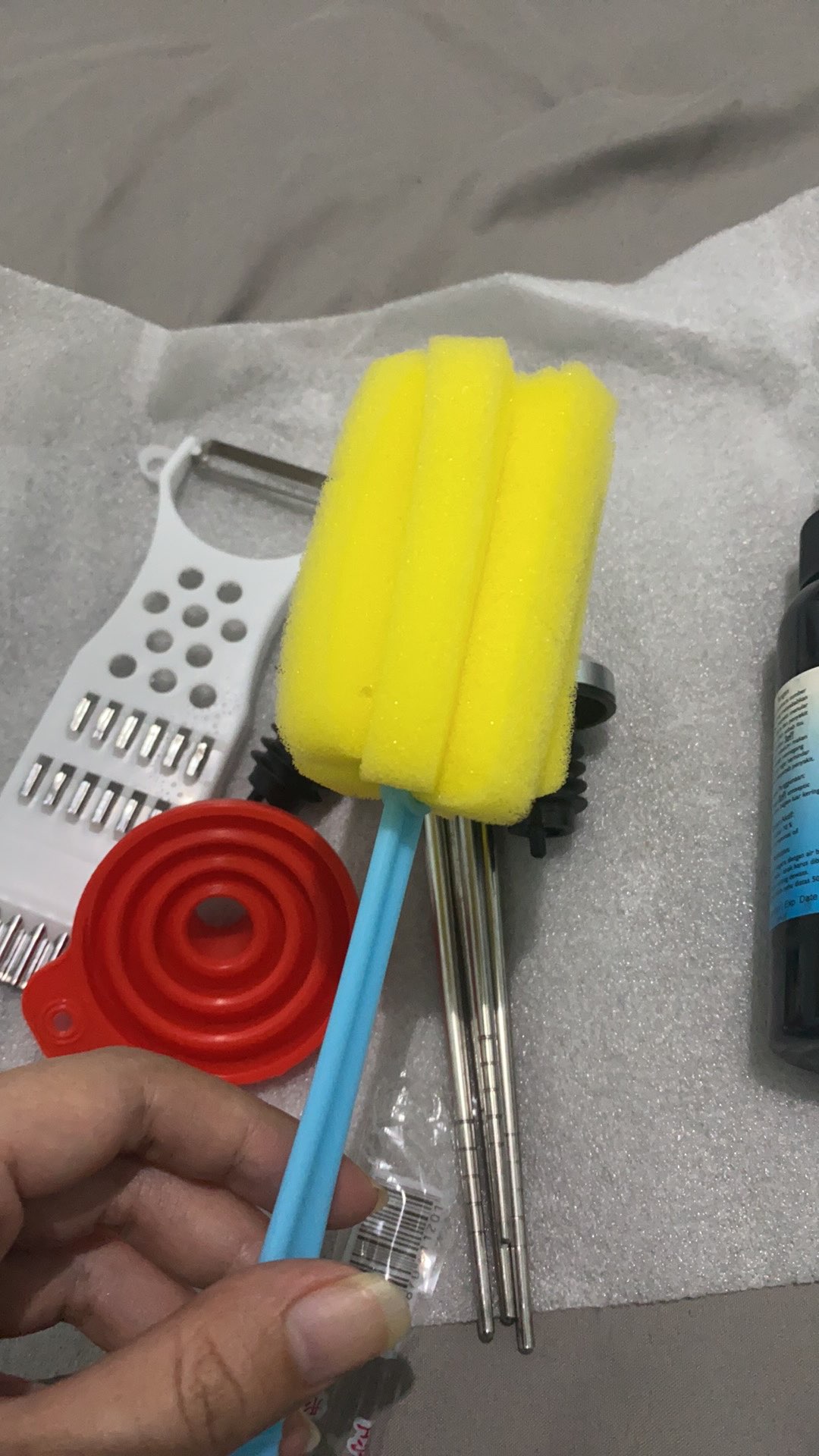 Sikat Spon Pembersih Botol Dengan Gagang Panjang, Warna Acak