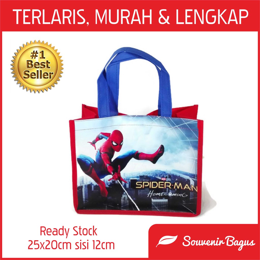 Tas Ulang Tahun Anak Spiderman Homecoming / Tas Souvenir Ultah Spider Man / Goodie Bag Spider Man