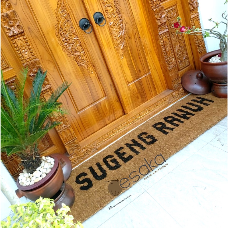 keset sabut kelapa 150x50 cm tulisan sugeng rawuh keset ijuk tebal keset anti ular sabut kelapakeset