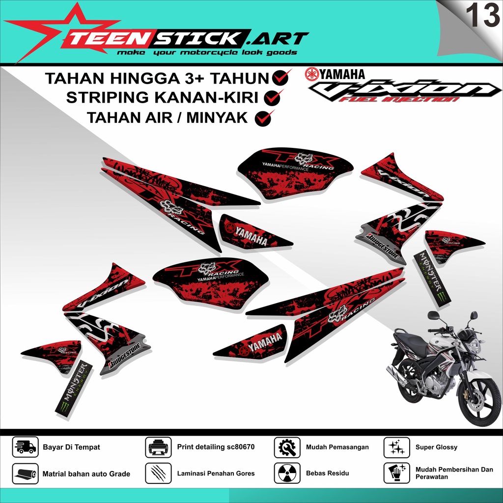Striping VIXION OLD- Striping  Variasi Hologram Chrome Vynil UV Transparant YAMAHA VIXION OLD TN 013