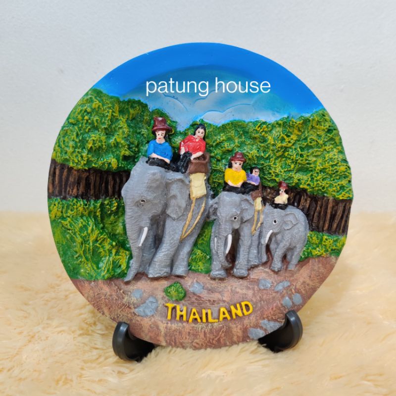 Piring Pajangan Souvenir Thailand Gajah