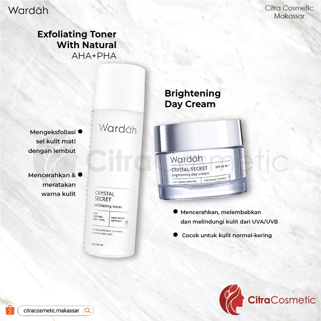 Wardah Crystal Secret Series | Day | Night | Eye Cream | Brightening Essence | Mask | Scrub