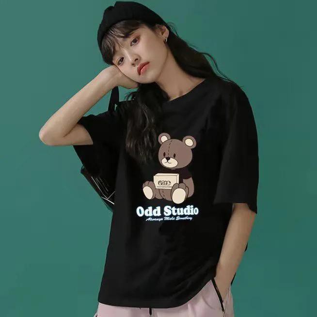 Kaos Oversize / Oversize Tee Wanita Motif Odd Bear - 100% Import