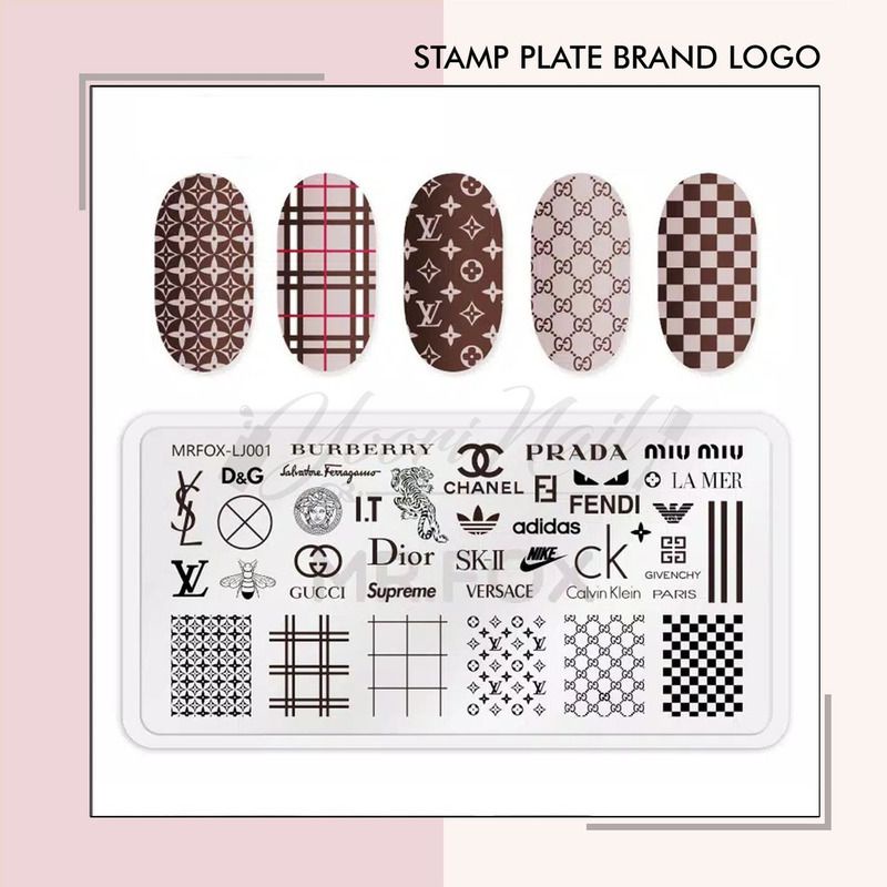 Stamp plate brand logo nail art lv stamping plate branded nail template