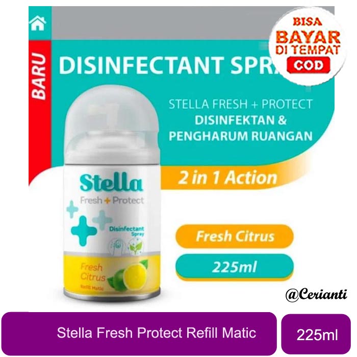 [LUAR PULAU WAJIB KARGO] [REFILL] [225ML] [+ DISINFEKTAN SPRAY] Stella Matic Refill Fresh Protect Fresh Citrus 225ml_Cerianti