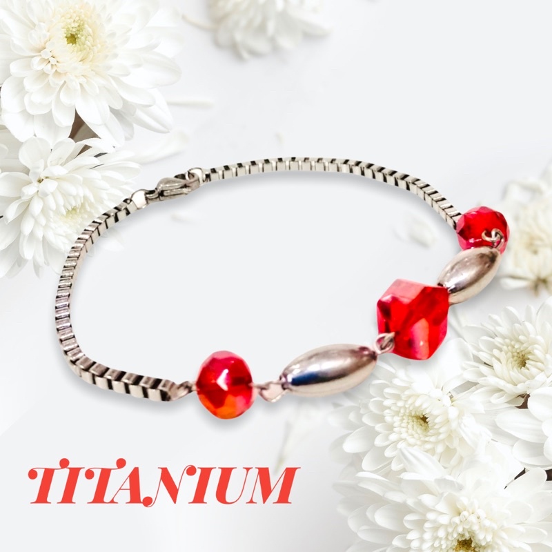 gelang titanium//gelang kristal//titanium//gelang