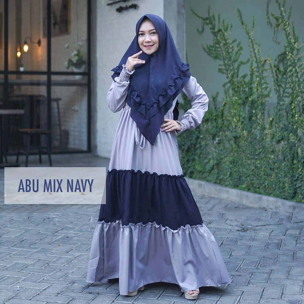 Namira Dress gamis syari canda jersey kombinasi busui 