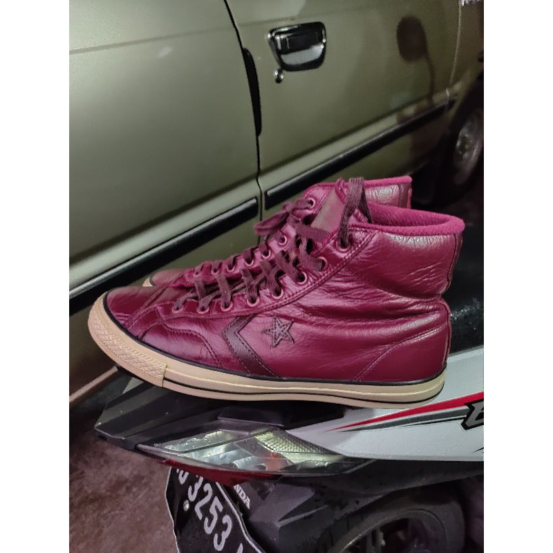 converse star player Hi leather maroon