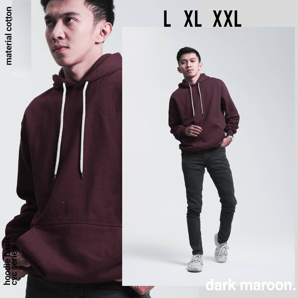 Sweater Hoodie hodie Jaket Burgundy Ungu Marron  Polos Distro Pria Wanita Cowok 100% Original Up.co