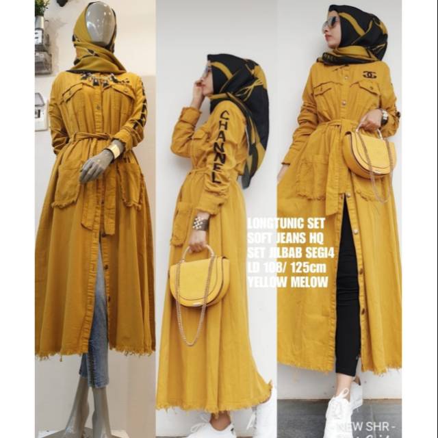 300.000 long tunik set bhn katun linen