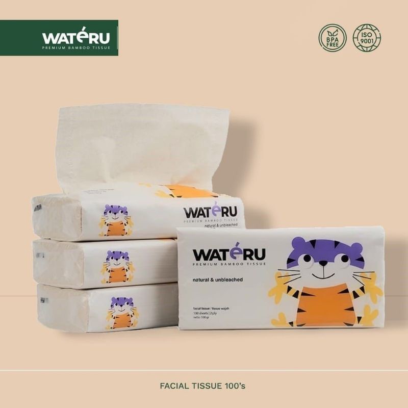 Wateru Premium Bamboo Tisuue ~ Tisu Bambu Premium Wateru 100 Sheets | 2 Ply [ facial tissue / tissue