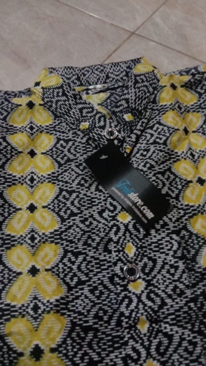 Trolis Size M Grosir Kemeja Batik Koko Pria Motif Pupos Koko Lengan Pendek Cowok Hijau