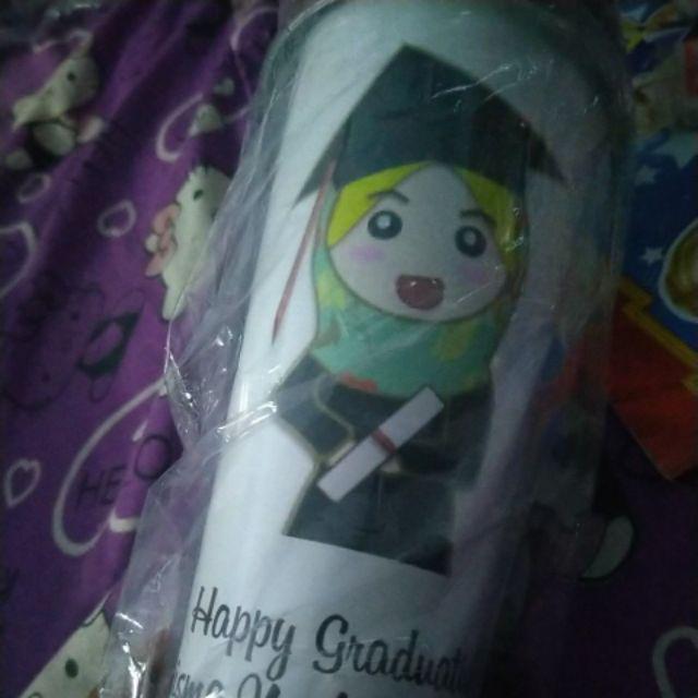 Tumbler Botol Minum Kado Gift Souvenir Wisuda Graduation Wanita Hijab Go Green Gelas
