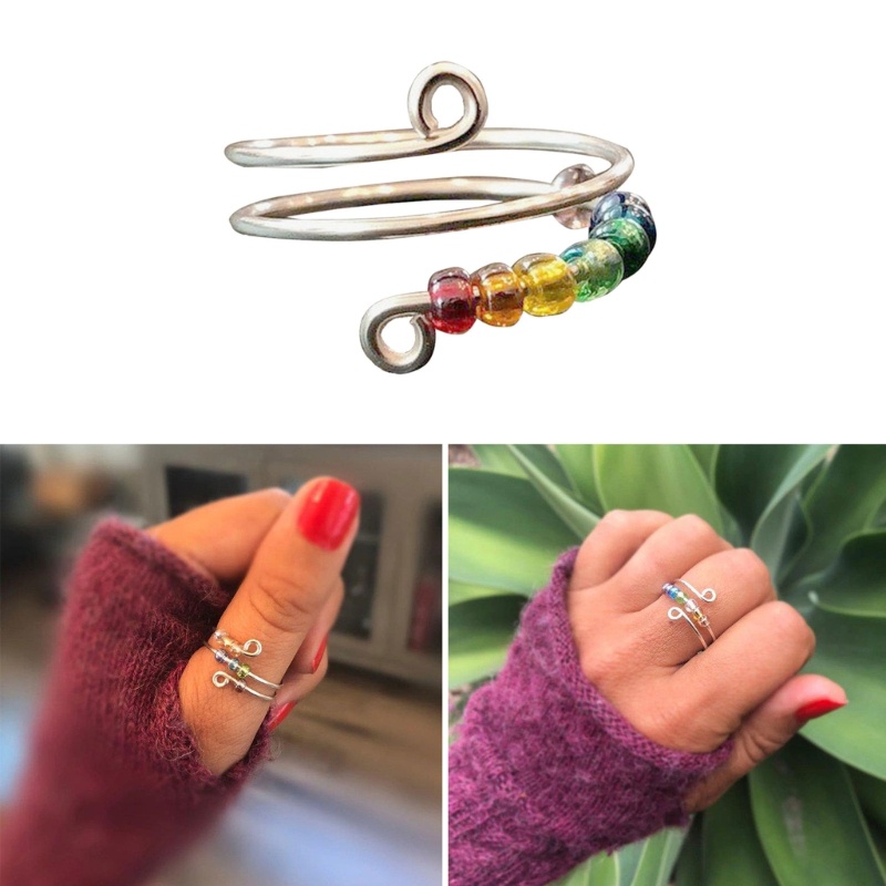 Zzz Mainan Fidget Ring Putar Adjustable Anti Cemas Warna Pelangi Untuk Anak