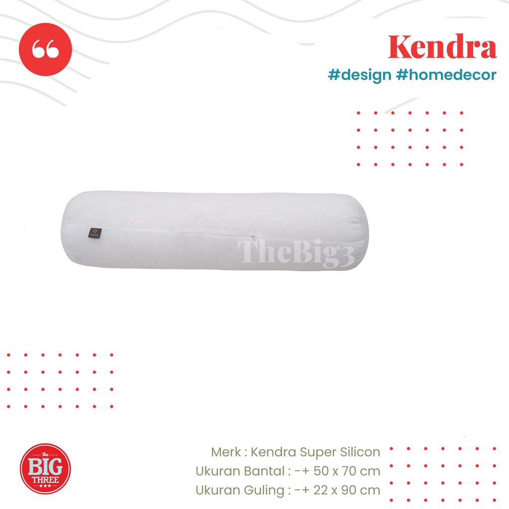 KENDRA - Bantal / Guling Silikon - Soft Pillow Bolster - Super SIlicon grade AAA - Tidur - Kepala