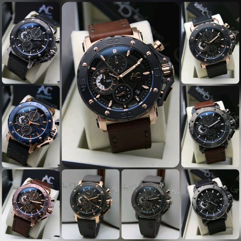 Jam Tangan Alexandre Christie AC 9205 Pria / AC9205 MC Blue / Rose Gold Original