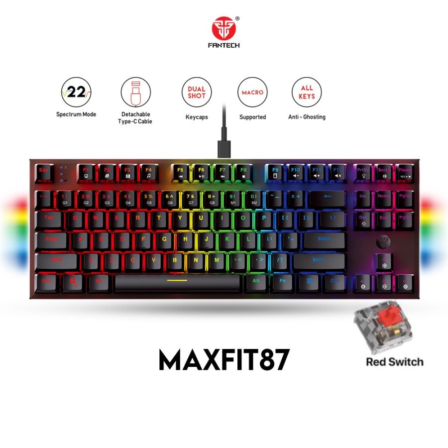 FANTECH MAXFIT87 MK856 TKL RGB MECHANICAL KEYBOARD GAMING MAXFIT 87