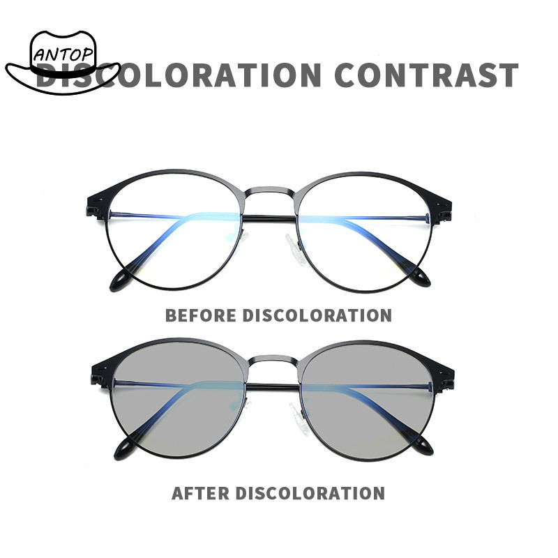 【COD】Kacamata Photocromic Korea  + Anti Radiasi Blueray (Bluechromic)Pria Wanita Frame Besi Photochromic ANTOP