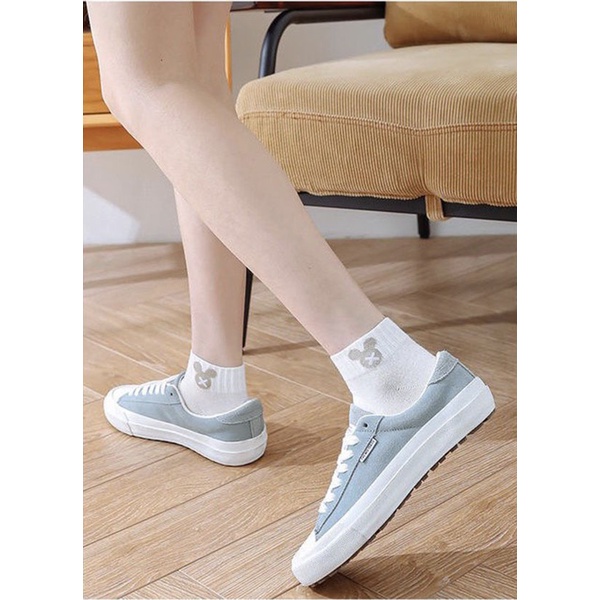 MURMURE.ID | KAOS KAKI WANITA UNISEX RENDA SOCK IMPORT KUALITAS PREMIUM MOTIF MIKI SMILE CS035 CS036-MIKI WHITE