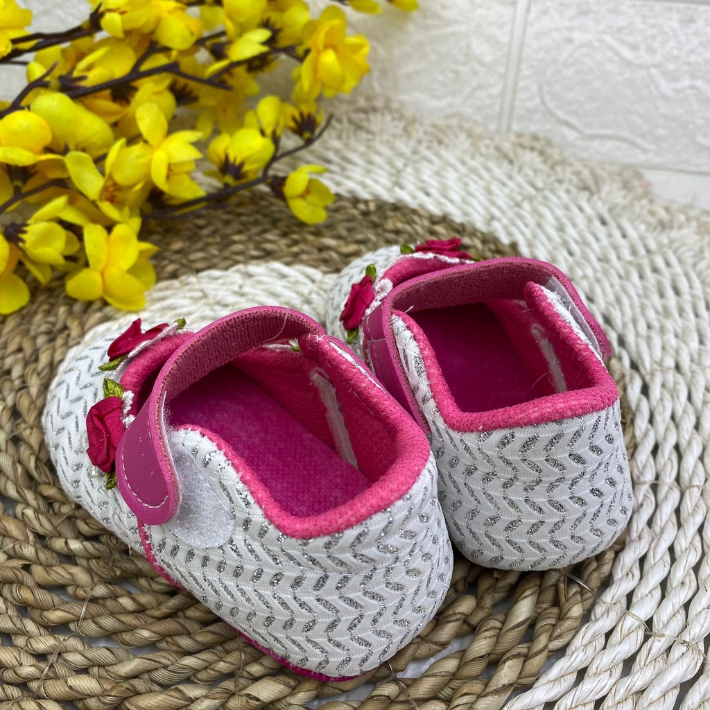 SEPATU PREWALKER BABY BAYI PESTA ANAK PEREMPUAN PAYET BUNGA 0-12 BULAN XP01