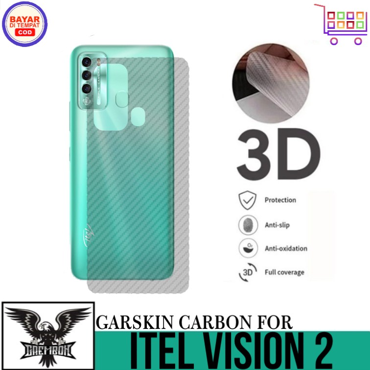 Promo Garskin Carbon ITEL VISION 2 Anti Gores Belakang Handphone Anti Lengket Bekas Lem