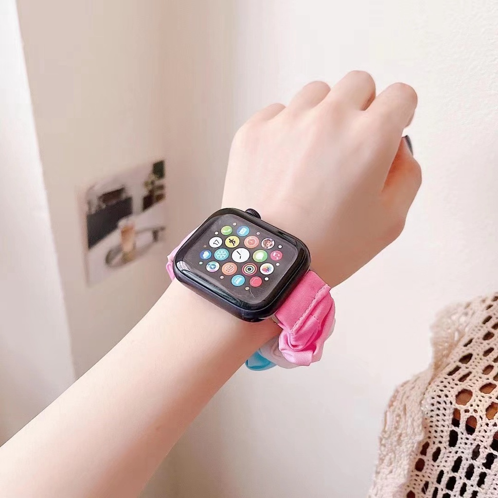 [ Tanpa Jam ] SCRUNCHIE KOREA ELASTIS ADJUSTABLE STRAP WATCH - SERI ULTRA 1 2 3 4 5 6 7 8 SE | SIZE 38mm 40mm 41mm 42mm 44mm 45mm 49mm | Tali strap band apple watch iwatch smartwatch iwo T500 T55 IWO HW22 W26 dll