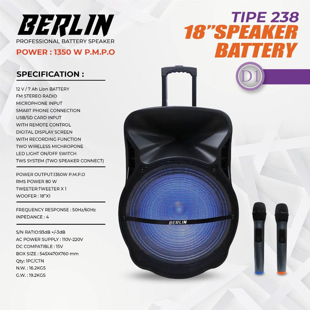 Speaker Portable Professional BERLIN 238 / 18inch Single Speaker