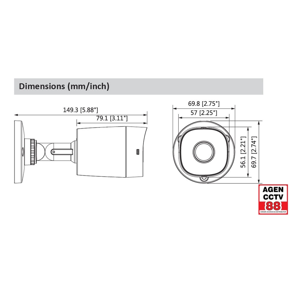 Kamera CCTV Outdoor AUDIO DAHUA 2MP HAC-HFW1240CP-A-DIP 1080p+Free 2BNC Drat