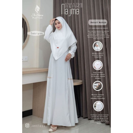 Gamis set khimar Najma As sheza S - XXXL oversize Azzura itycrepe premium hq terbaru manasik haji umroh lebaran series