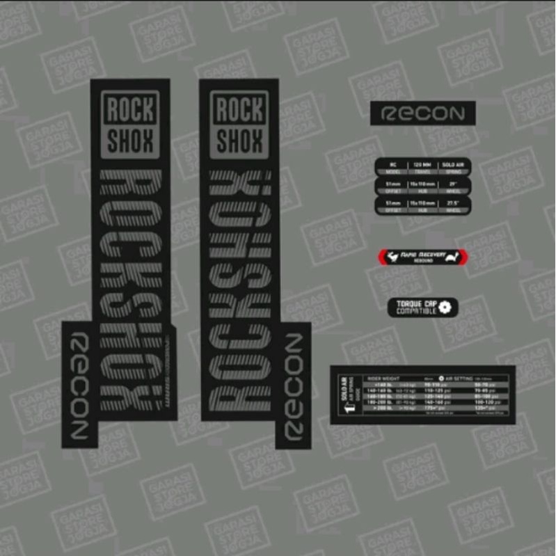 Decal Stiker Fork Rockshox Recon 2018 Grey
