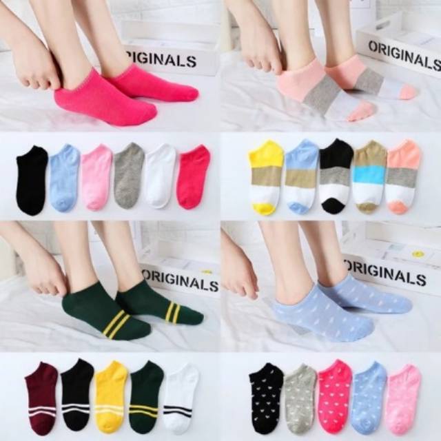 Kaos Kaki Polos Wanita Ankle Kaos kaki Cute Kaos Kaki Motif Kaos Kaki Semata Kaki Socks