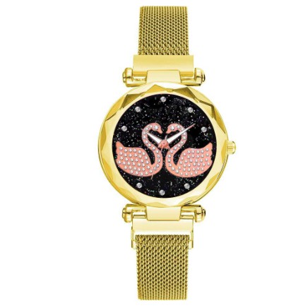 BAJ Jam Tangan Swan Angsa Wanita Magnet Quartz Stainless Steel Analog / JF043