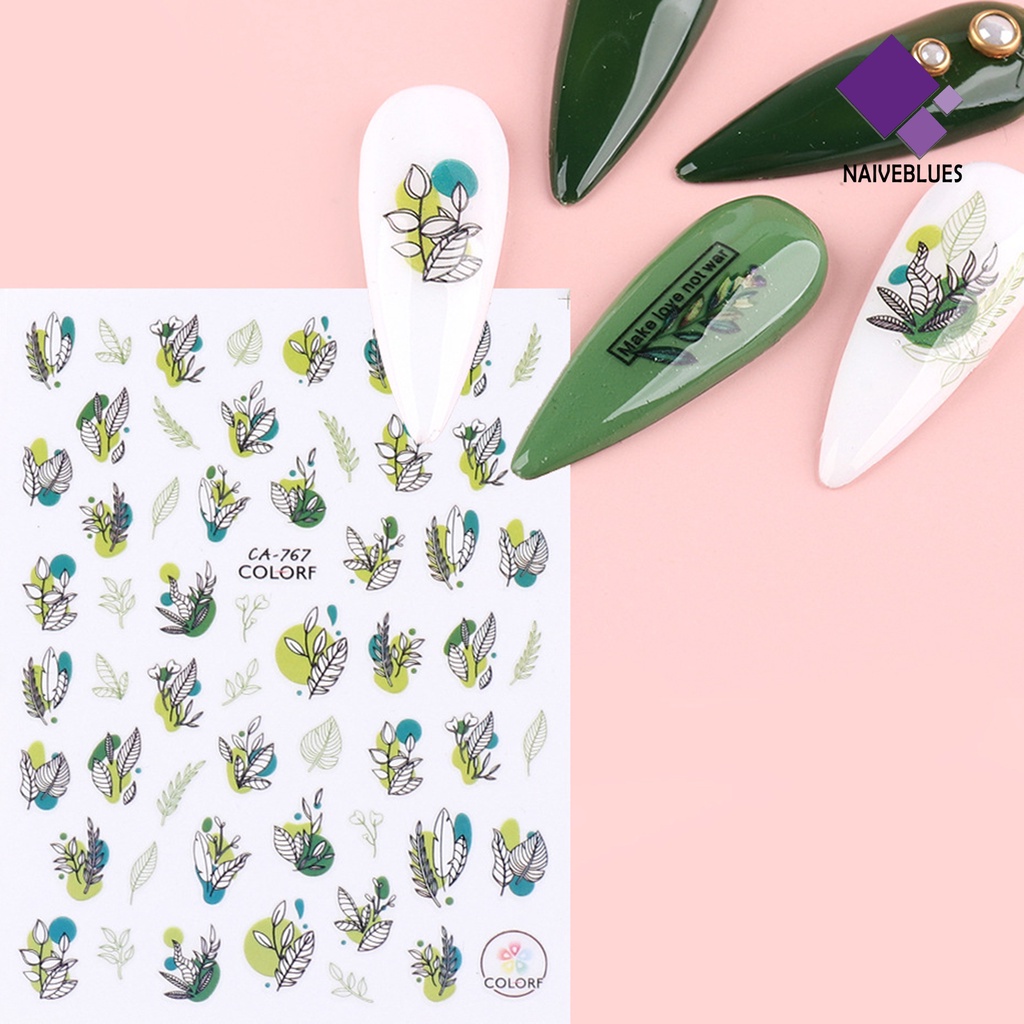 Naiveblue Stiker Kuku Motif Bunga / Daun / Burung / Butterfly / Musim Semi Untuk Dekorasi Manicure / Nail Art DIY