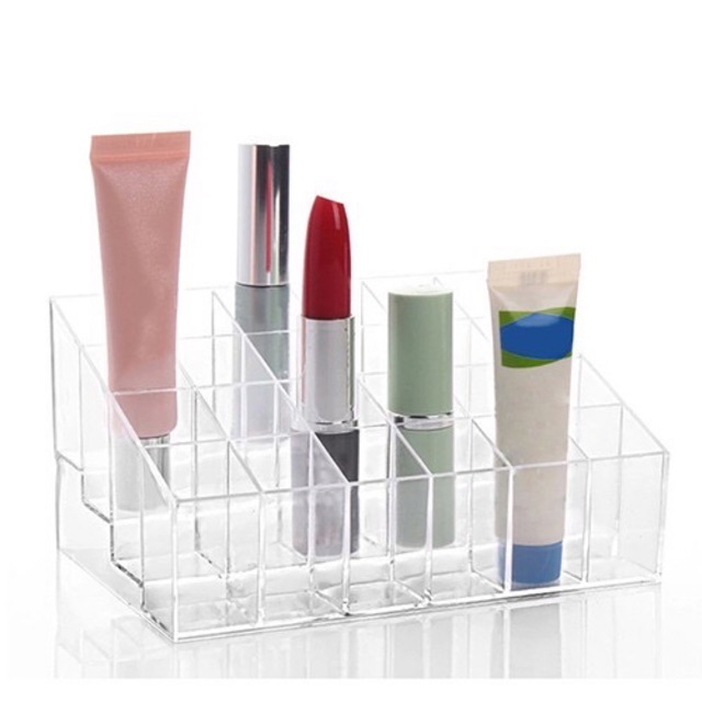 Rak Kosmetik Acrylic 24 Grid / Rak Lipstick 24 slot / Acrylic Makeup / Tempat Lipstick Kutex