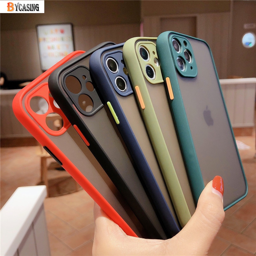 Casing Desain Matte Mewah Bahan PC Warna Kontras untuk iPhone x / 6 / 6S / 7 / 8 Plus