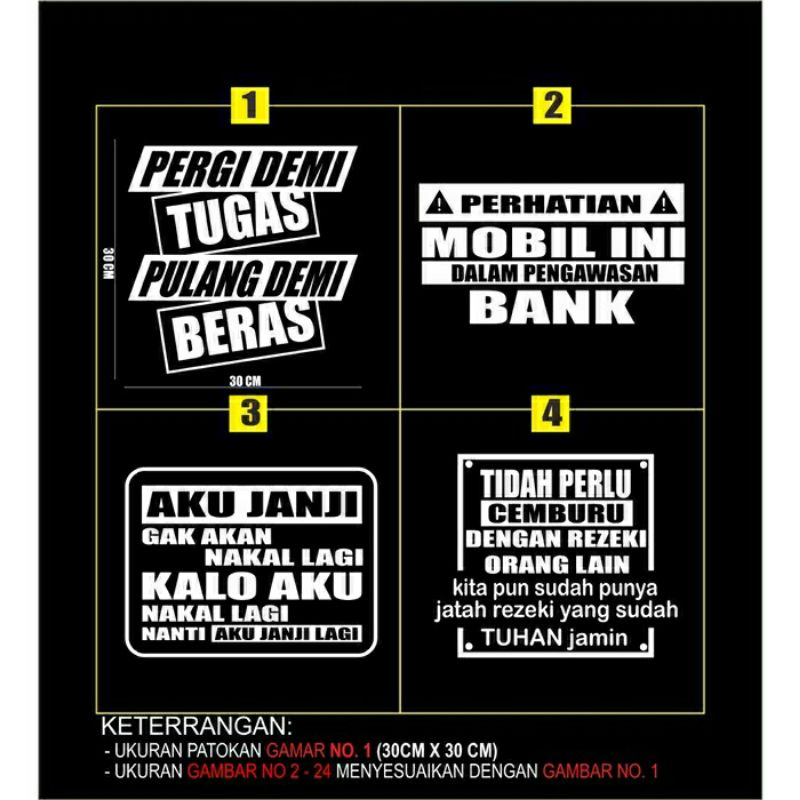 Cutting Sticker Mobil Stiker kaca Kata Kata lucu truck pick up
