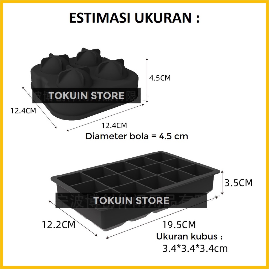 Cetakan Es Batu Silikon Bulat Bola Kotak Ice Ball Cube Tray Silicone