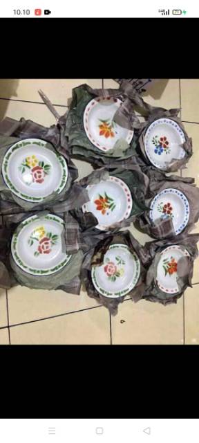 Piring jadul / enamel / vintage/ kuno / kembangan seng / blurik  free buble wrap-1