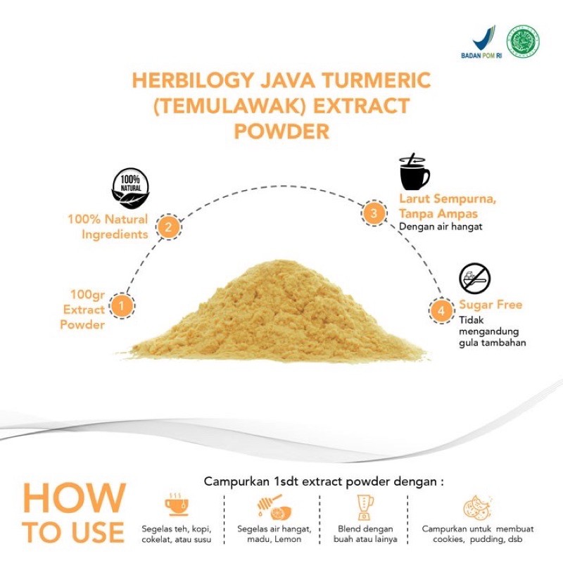 HERBILOGY JAVA TURMERIC / TEMULAWAK EXTRACT POWDER 100Gram