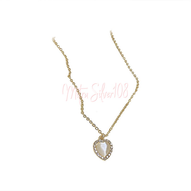 [MS108] NL 11 - Kalung liontin mutiara love necklace import murah korea jepang alloy