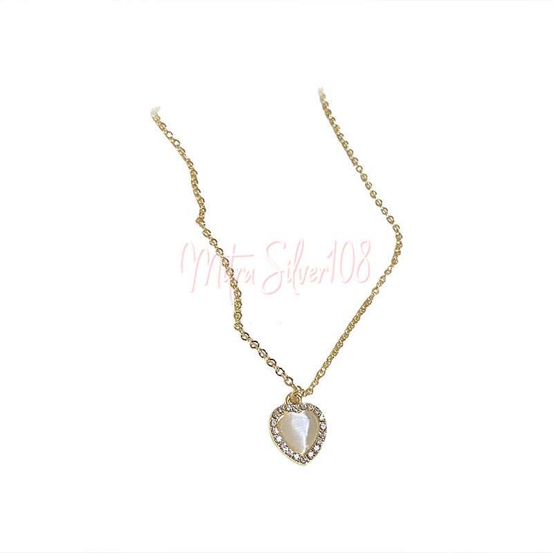 [MS108] NL 11 - Kalung liontin mutiara love necklace import murah korea jepang alloy