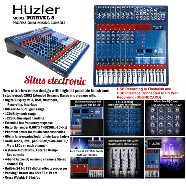 Mixer huzler marvel 8 original mixer 8 channel grub out 4 sub