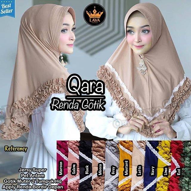 Mini Khimar Qara Renda Gotik Rempel