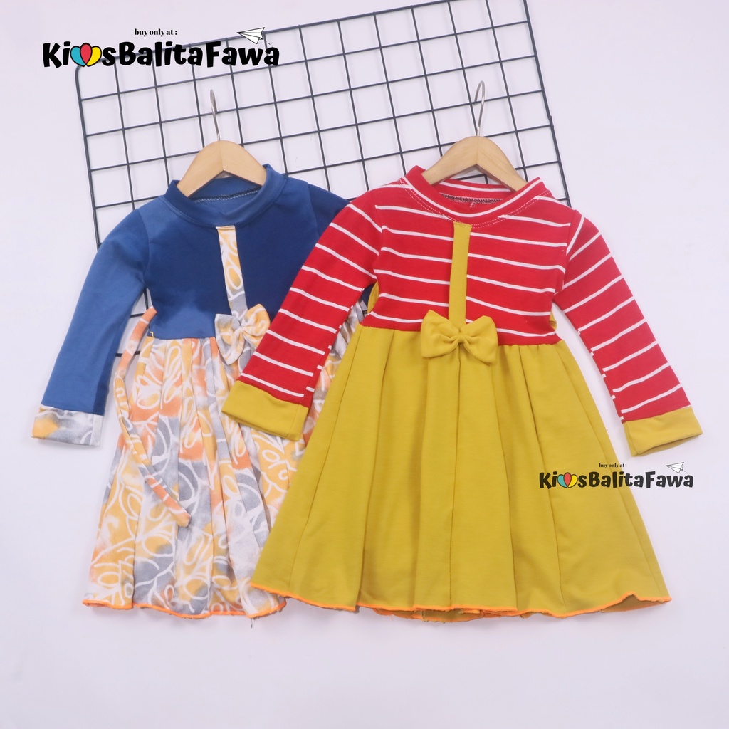 Dress Valencia 1-2 Tahun / Dres Anak Lengan Panjang Pesta Baju Perempuan Fashion Kids Motif Adem babycinnamon