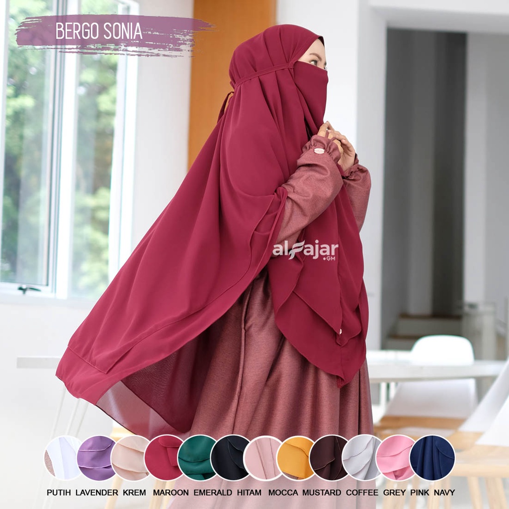 Bergo Tumpuk Dua Layer Sonia by Alfajar Free Cadar